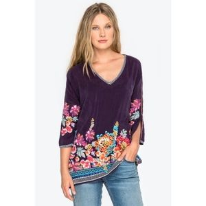 Floral Embroidered Purple Women's Top